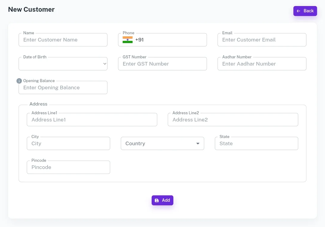 Customer form