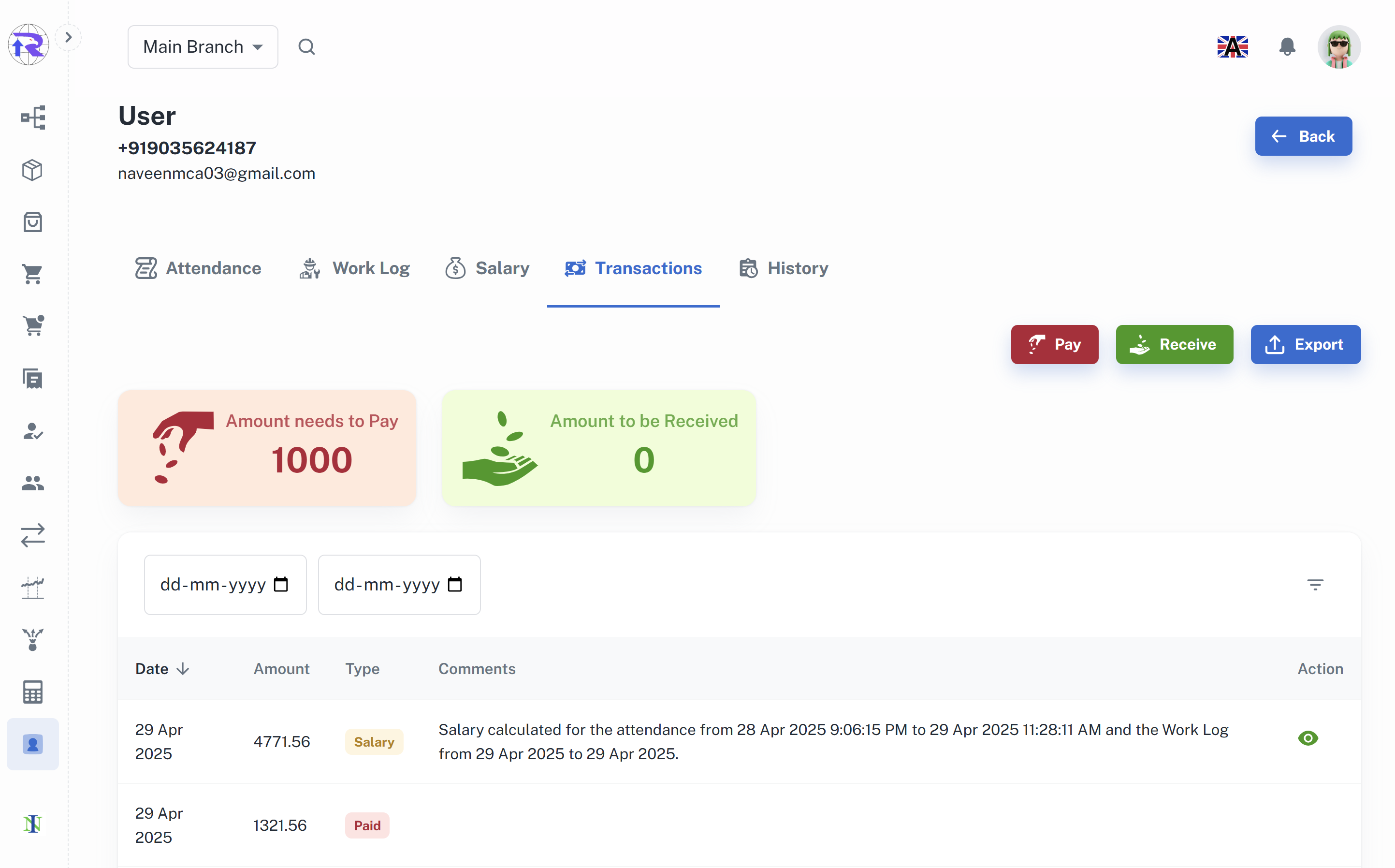 User Transaction