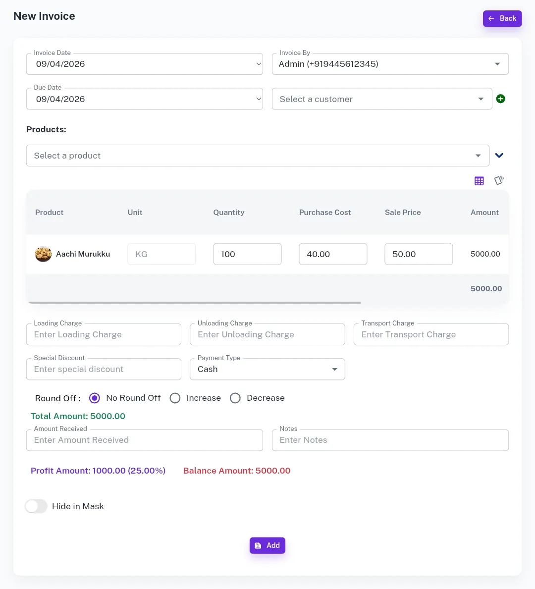 invoice form