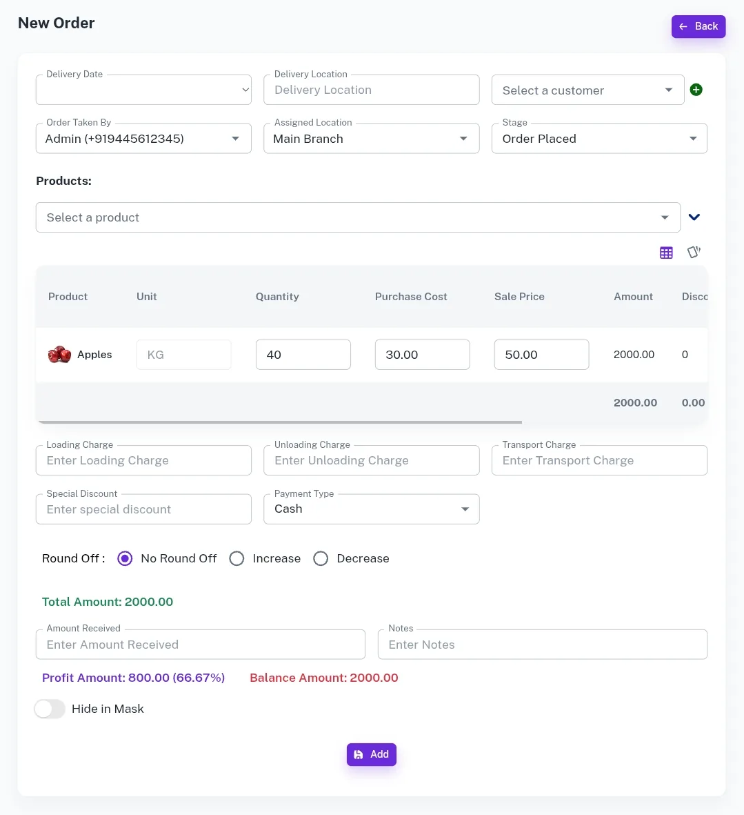 Order form