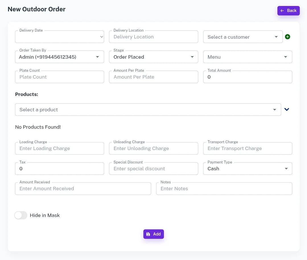 New Outdoor Order Form