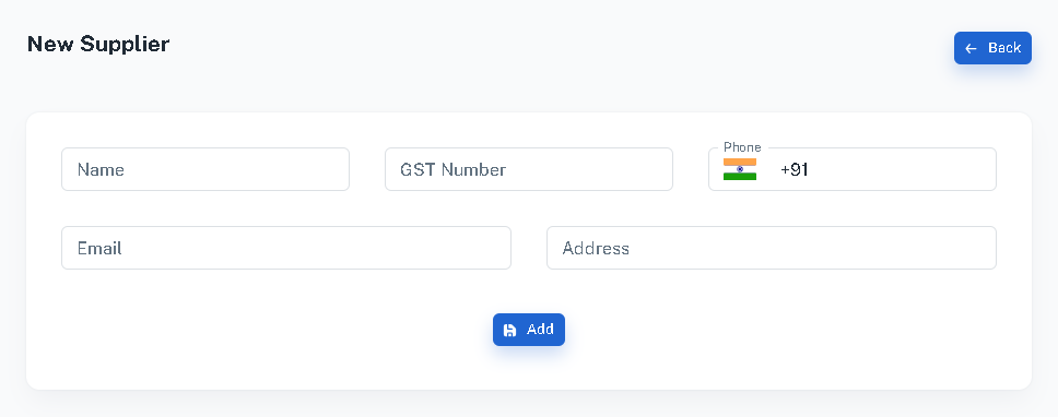 Supplier form