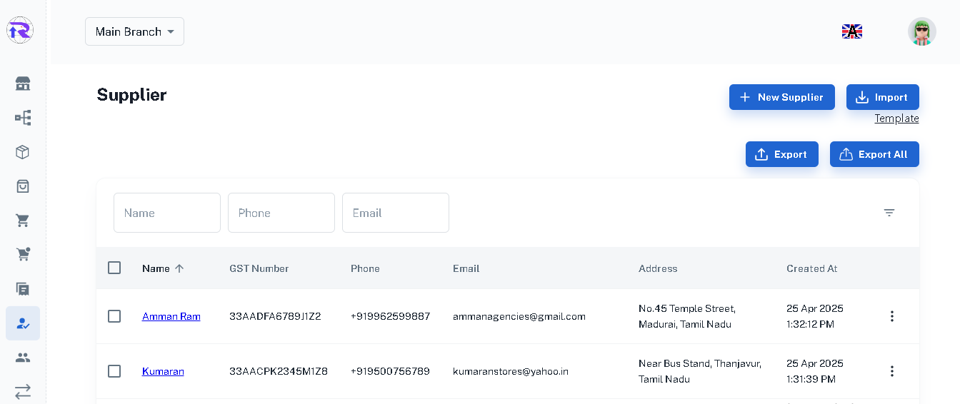 Supplier List