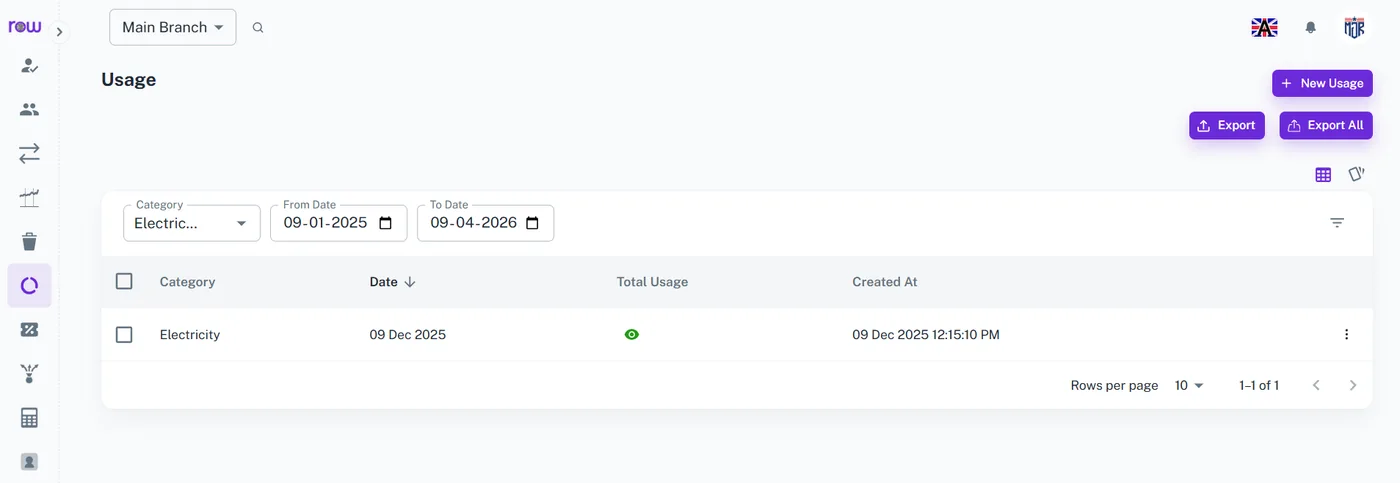 Usage Module Interface